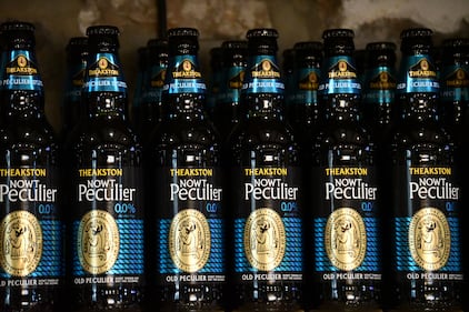 Several bottles of Theakston's Nowt Peculier ale