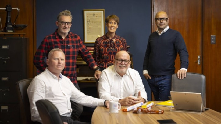 The new leadership team at Hill Biscuits, from top left to right: Steve Greenhalgh, Tracey Meadows, and Brendon Banner; and from bottom left to right: Frank Bird and Simon Worth