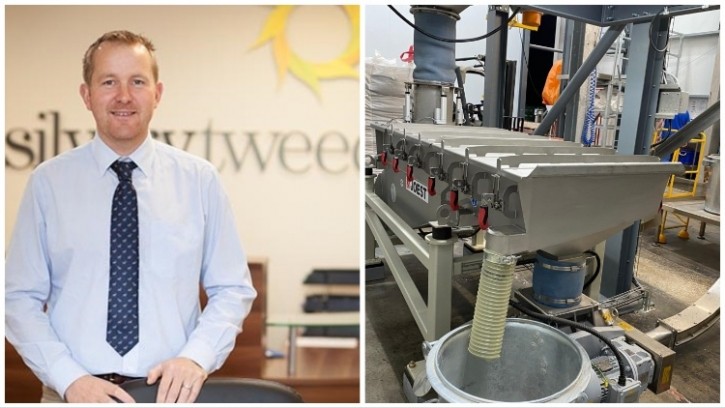 Managing director at Silvery Tweed Cereals, Robert Gladstone and the new sieve in-situ