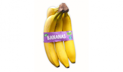 Aldi has transitioned to a paper band (pictured) for its banana range