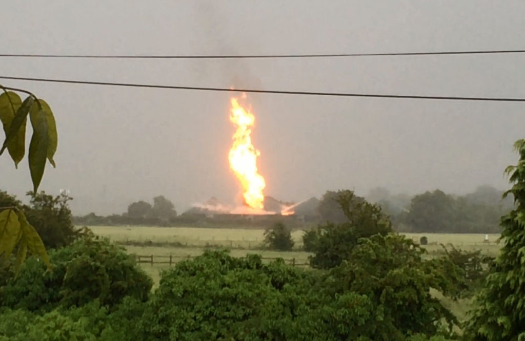 Food waste plant fireball caused by lightning strike